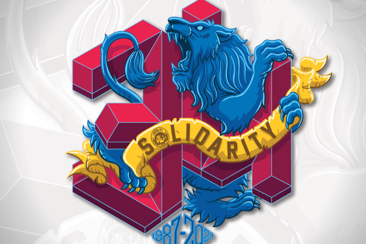 Logo ultah ke-34 logo Arema FC dengan tema ?Solidarity?.