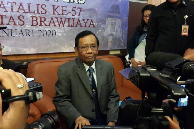 Menteri Koordinator bidang Politik, Hukum dan Keamanan, Mahfud MD saat menghadiri Dies Natalis Universitas Brawijaya ke-57, Minggu (5/1/2020).