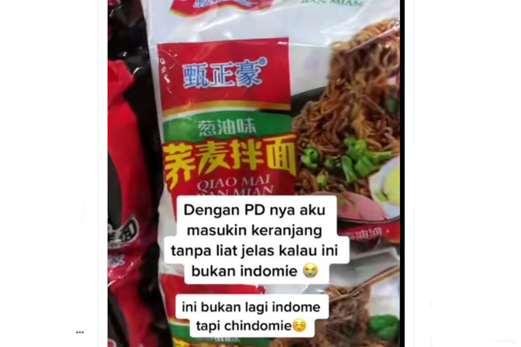 Tangkapan layar twit soal mi instan mirip Indomie dengan huruf Mandarin