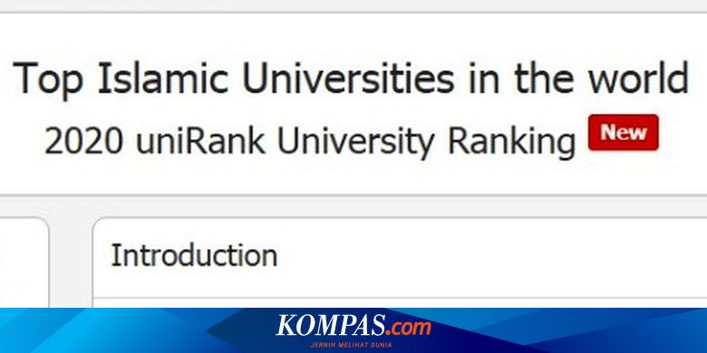Ptn Ini Peringkat 1 Dunia Sebagai Islamic Universities Versi 4icu Halaman All Kompas Com