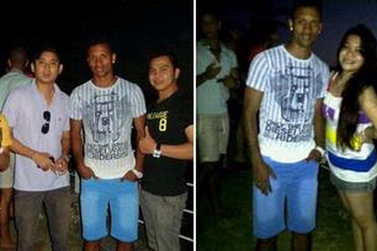 Foto Luis Nani yang berpose dengan para fans di Rock Bar, Bali.