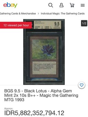 Kartu black lotus-alpha, Magic: The Gathering dijual seharga Rp 5,8 miliar di ebay. 