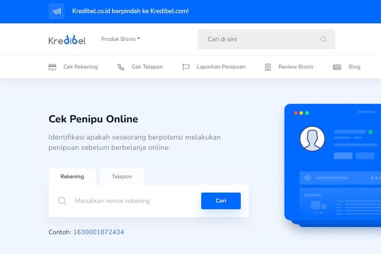 Ilustrasi cara cek rekening di kredibel.com