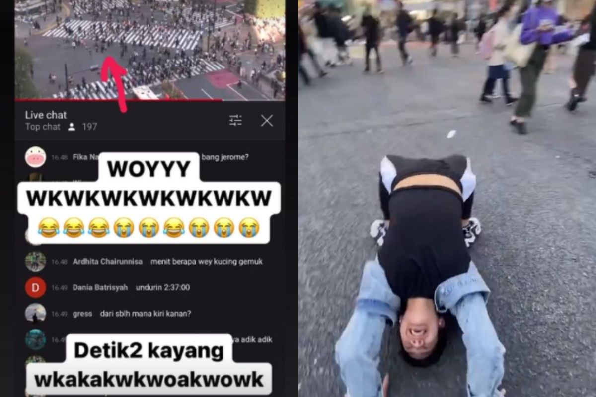 Aksi Jerome Polin Kayang di Shibuya Crossing Terekam CCTV dan Ditayangkan  Langsung di YouTube