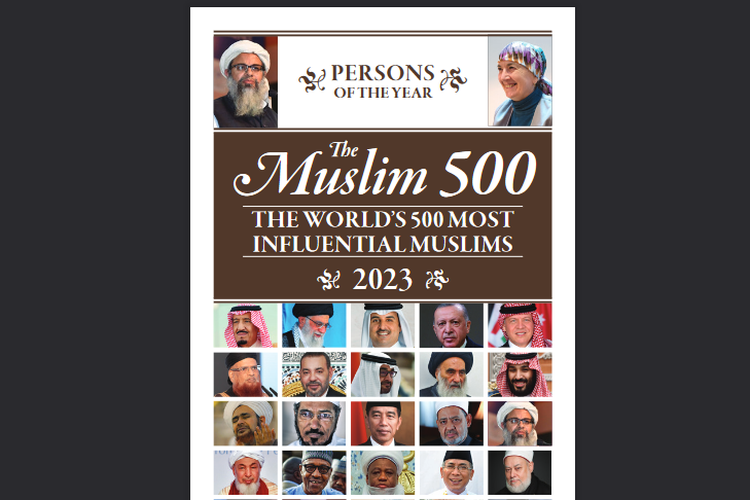 Inilah sampul publikasi The Muslim 500, di mana Presiden Indonesia Joko Widodo (Jokowi) berada di urutan 13 dari 50 tokoh Muslim berpengaruh dunia 2023
