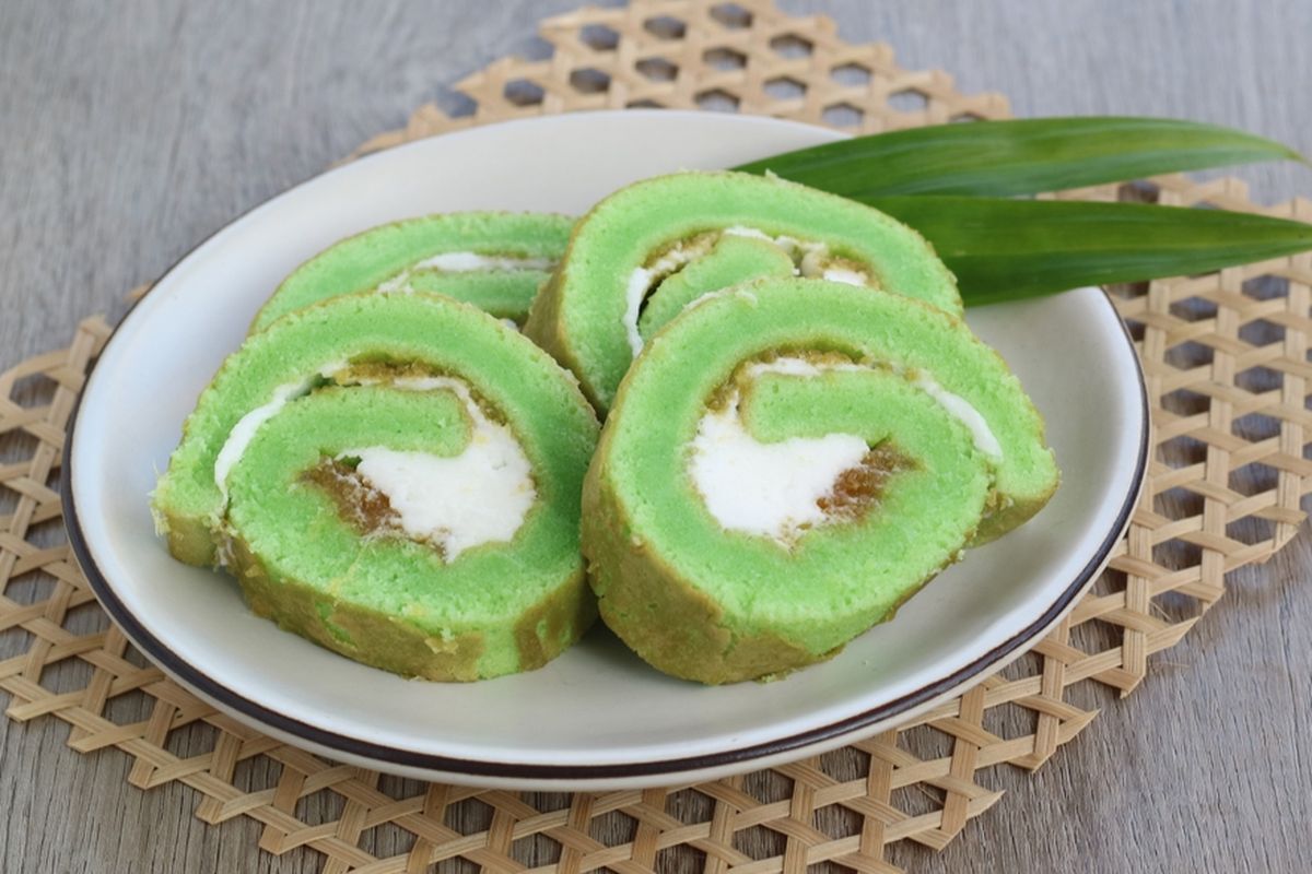 Ilustrasi bolu gulung pandan.
