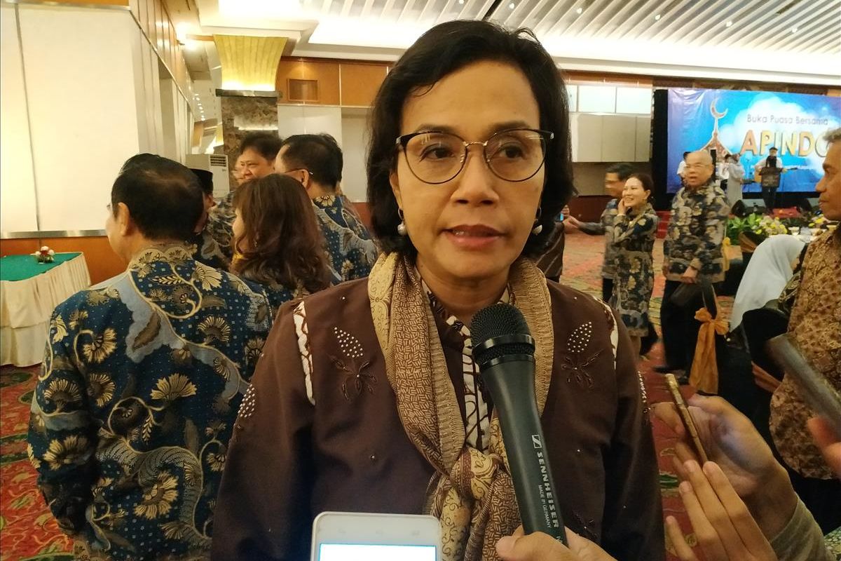 Menteri Keuangan (Menkeu) Sri Mulyani Indrawati memberi keterangan di Grand Sahid Jaya, Jakarta, Rabu (22/5/2019). 