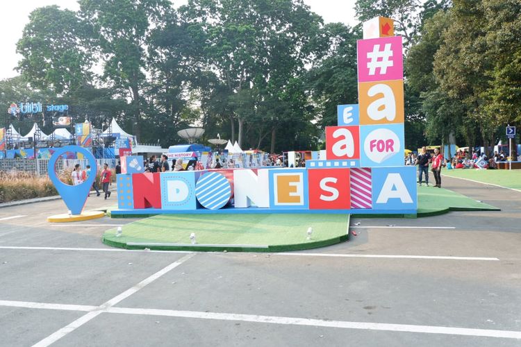 Salah satu spot foto di lokasi pertandingan Indonesia Open 2019.