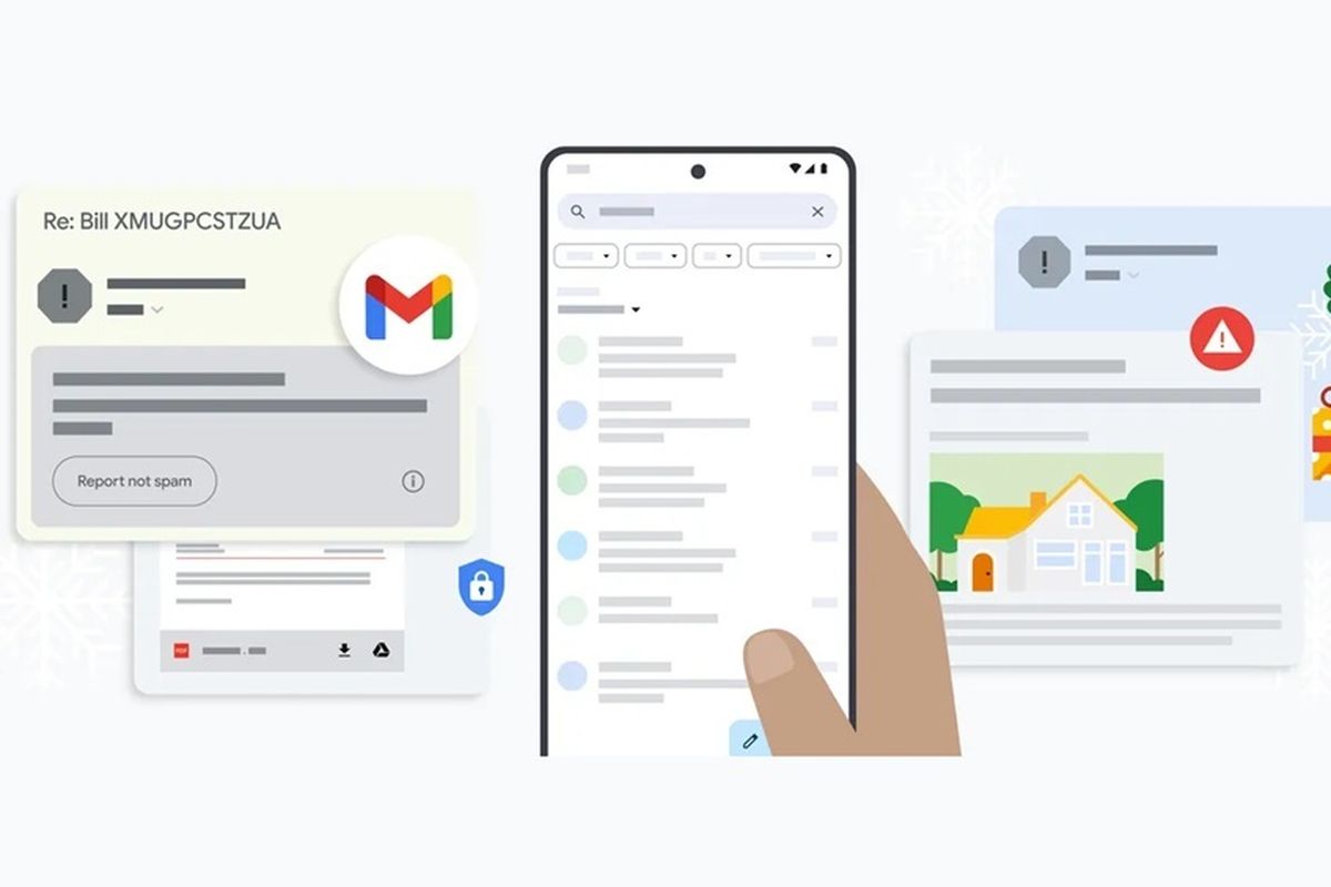 Ilustrasi keamanan Gmail yang didukung AI