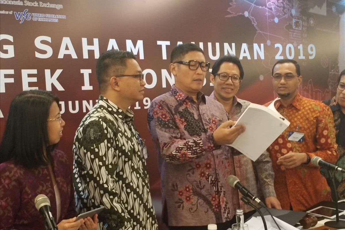 Direksi PT Bursa Efek Indonesia usai menggelar RUPST di Gedung BEI, Jakarta, Rabu (26/6/2019).