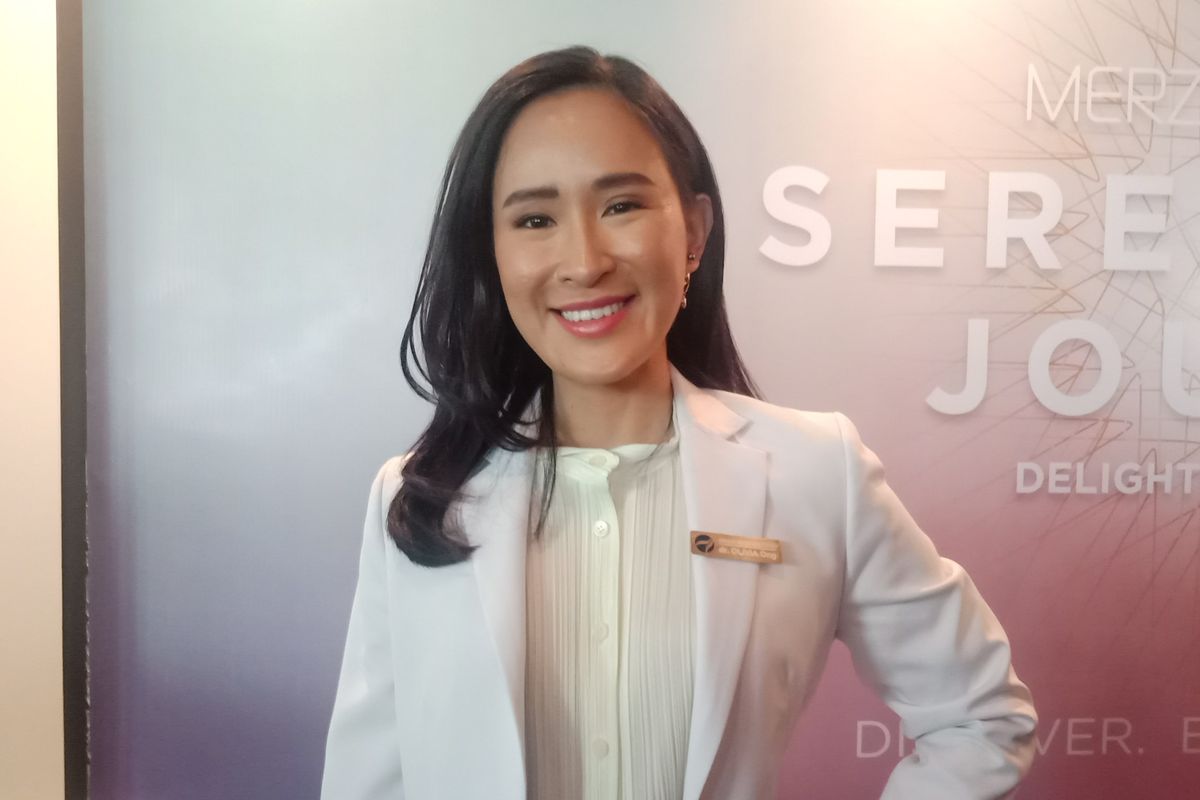 Founder Jakarta Aesthetic Clinic (JAC) dr. Olivia Ong pada acara peluncuran kampanye Merz Aesthetic Serendipity Journey di kawasan Menteng, Jakarta Pusat. Rabu (26/6/2019).