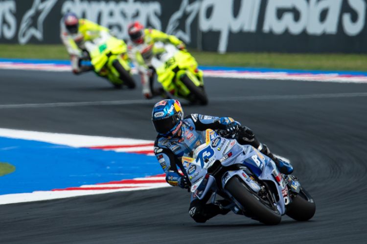 Alex Marquez saat berlaga pada MotoGP San Marino 2025
