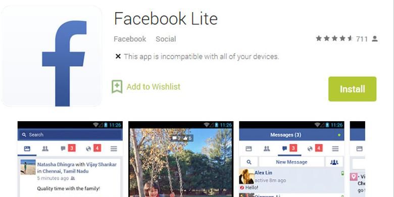 Facebook Lite, aplikasi Facebook versi ringan yang ditujukan untuk smartphone Android low-end