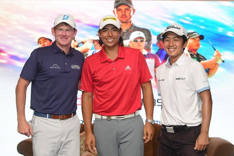 Brandt Snedeker, Pegolf pro dunia USA, Gavin Green, Pegolf pro dunia Malaysia, dan George Gandranata, Pegolf pro dunia Indonesia 