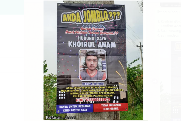 Tangkapan layar spanduk buatan Khoirul Anam di Magelang, Jawa Tengah.