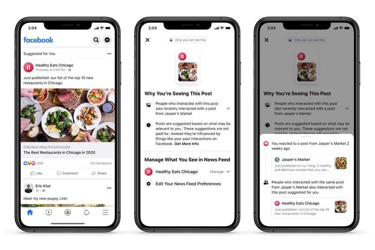 Facebook menyediakan konteks mengapa pengguna melihat postingan tertentu di News Feed miliknya.
