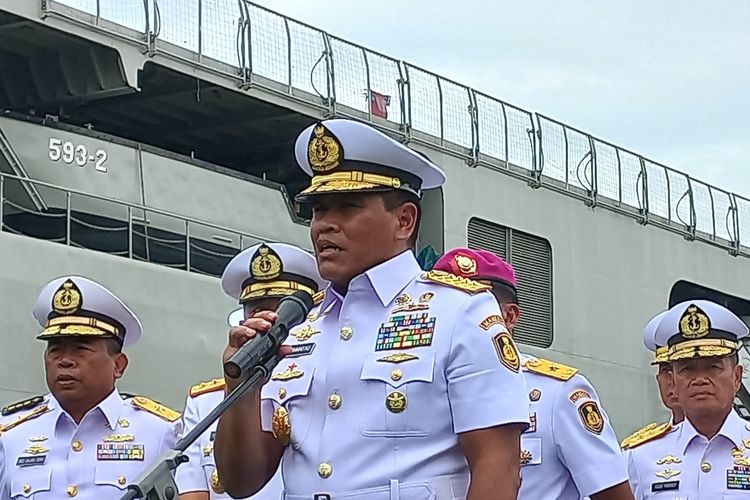 Kepala Staf Angkatan Laut (KSAL) Laksamana Muhammad Ali beserta jajaran di Mako Kolinlamil, Jakarta, Rabu (25/1/2023).