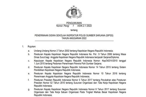 Penerimaan Siswa Sekolah Inspektur Polisi Sumber Sarjana 2022 Dibuka, Ini Syarat dan Cara Daftarnya