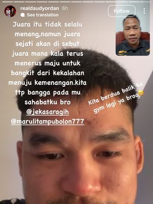 Tangkapan layar Instagram Story petinju nasional Daud Yordan kepada Jeka Saragih usai petarung MMA tersebut bertarung di UFC 316 pada MInggu (8/6/2025) pagi hari WIB.