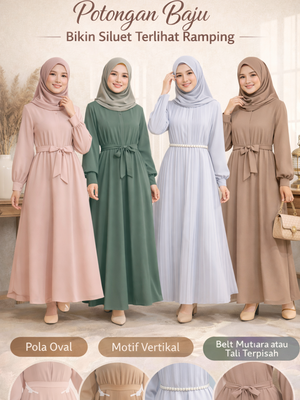 Tren Baju Gamis Lebaran 2026 Mulai Ramai: Potongan Baju Bikin Siluet Terlihat Ramping.