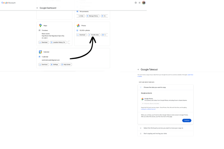 Ilustrasi cara transfer data Google Photos ke iCloud