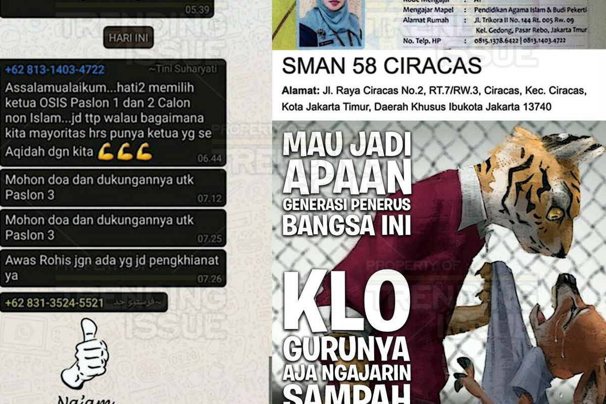 Selembaran berisi percakapan berbau rasis yang dilontarkan seorang guru SMA