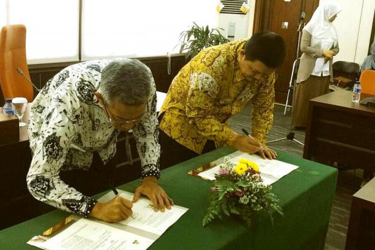 Penandatanganan Kerja Sama antara Balitbangtan Pertanian dan PT Pertani Persero di Kantor Balitbangtan, Pasar Minggu, Jakarta, Rabu (8/2/2017).