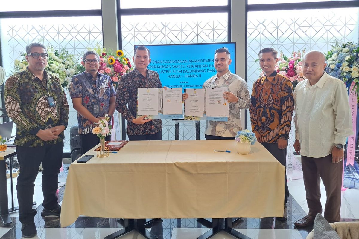 Penandatanganan perpanjangan Perjanjian Jual Beli Tenaga Listrik (PJBTL) antara PT PLN UID Suluttenggo (Sulawesi Utara, Tengah dan Gorontalo) dengan PT Buminata Cita Banggai Energi, di Jakarta, Jumat (16/5/25).

