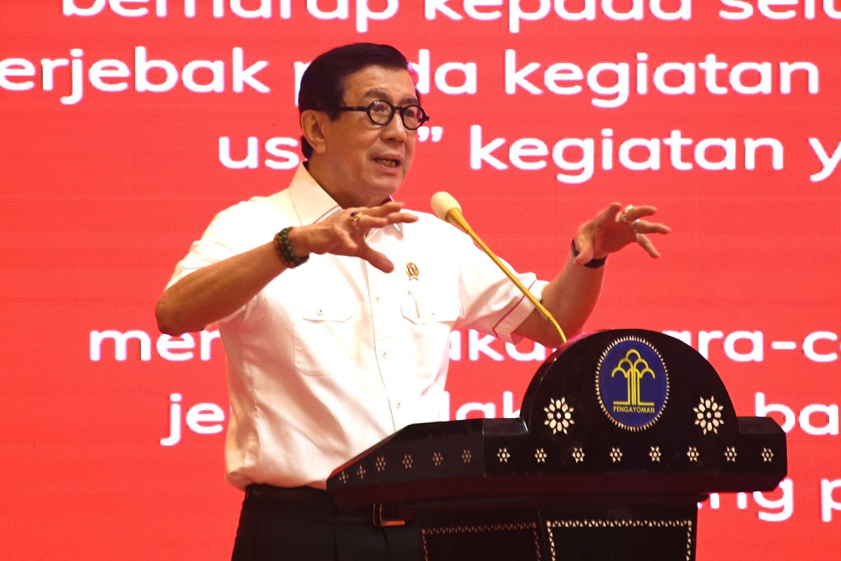Menkumham Yasonna Laoly jalankan evaluasi Kemenkumham untuk tingkatkan kinerja di tahun 2024.
