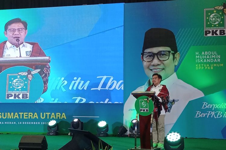 Ketua Umum PKB Muhaimin Iskandar menghadiri Muspimwil PKB Sumut di Hotel Santika Premiere Dyandra Medan, Minggu (18/12/2022)