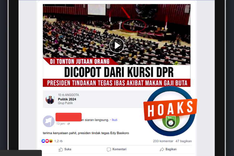 Hoaks Ibas dicopot sebagai anggota DPR RI oleh Presiden Jokowi yang mengambil tindakan tegas