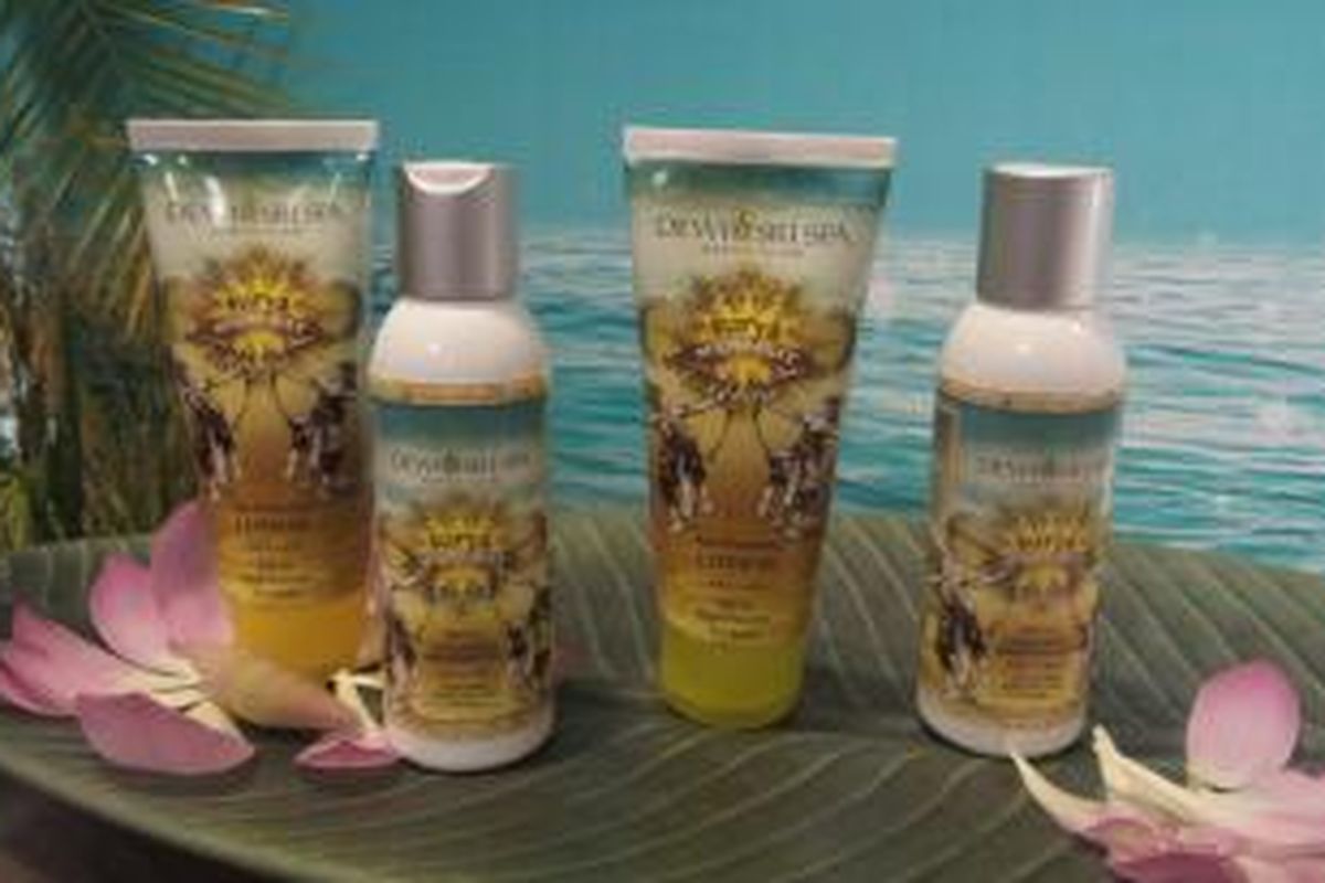 Rangkaian produk perawatan dan perlindungan kulit dari paparan sinar matahari Surya Majapahit yang dipersembahkan oleh Dewi Sri Spa.