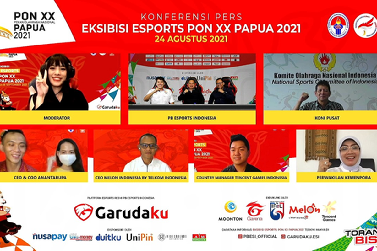 Konferensi pers eksebisi eSports PON XX Papua 2021 yang diselenggarakan PB ESI secara daring pekan lalu, Selasa (24/8/2021).
