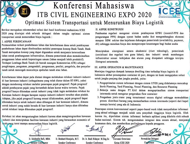 Piagam konferensi Mahasiswa ICEE 2020