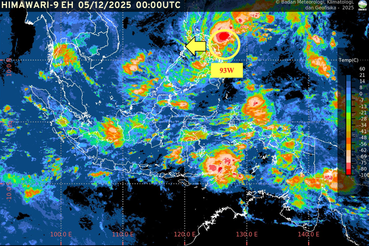 BMKG Peringatkan Munculnya Bibit Siklon 93W yang Picu Lonjakan Curah Hujan Sepekan ke Depan