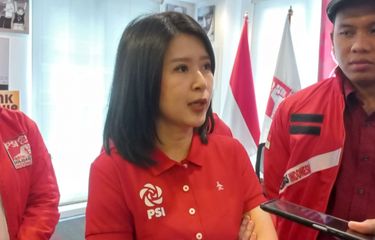 Wakil Ketua Pembina Parta Solidaritas Indonesia (PSI) Grace Natalie di Kantor DPP PSI, Tanah Abang, Jakarta Pusat, Selasa (14/2/2023).