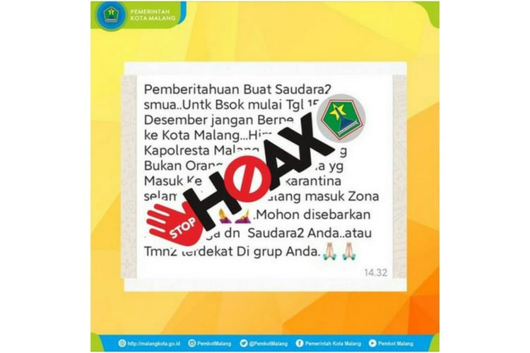 Hoaks Informasi Jangan Masuk Kota Malang Karena Zona Hitam Covid 19 Halaman All Kompas Com