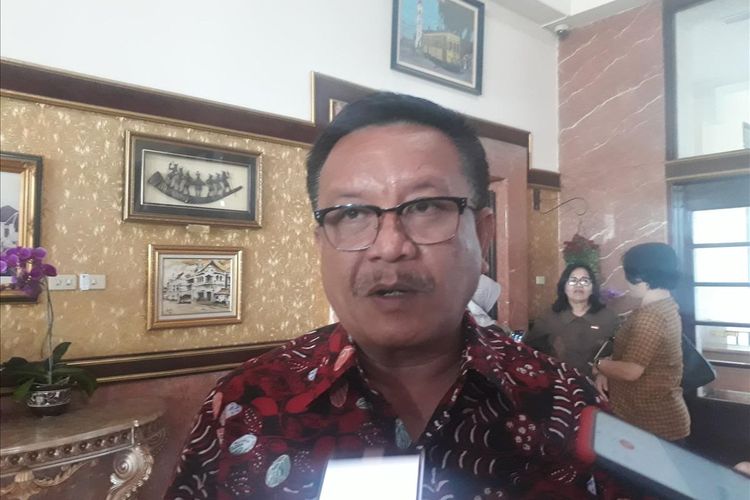 Wakil Wali Kota Bitung Maurits Mantiri saat melakukan kunjungan kerja ke Balai Kota Surabaya, Selasa (6/8/2019).