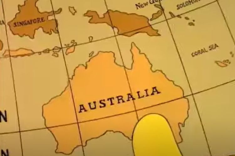 Cuplikan The Simpsons episode ke-16 season 6 berjudul ?Barts Calls Australia?.