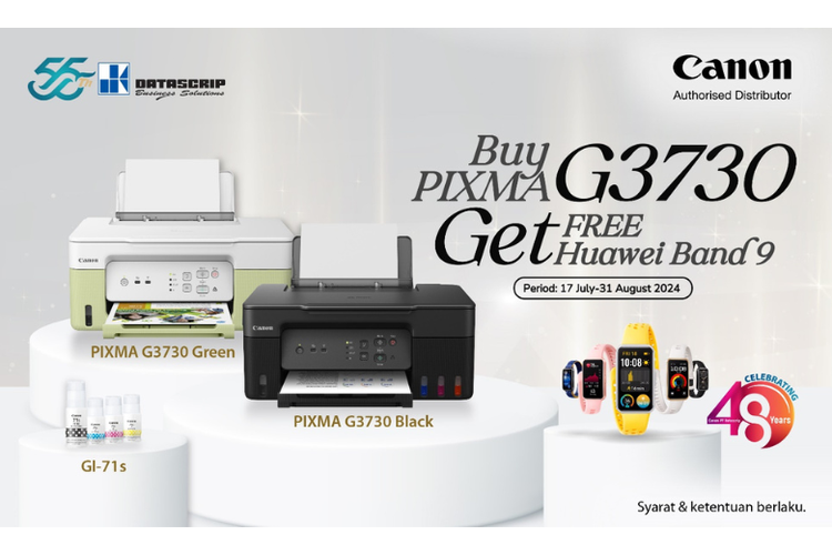 Canon menghadirkan program pembelian khusus untuk PIXMA G3730 sebagai perayaan 48 tahun kerja sama dengan PT Datascrip.