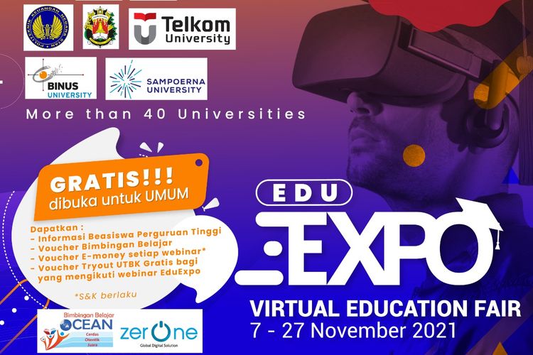 PT Ocean Education menggelar EduExpo Online 2021 yang dilaksanakan secara virtual dan akan berlangsung pada 7-27 November 2021.
