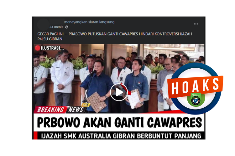 Hoaks, Prabowo ganti cawapres