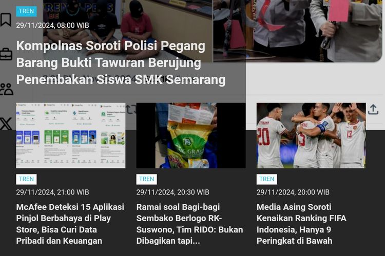 [POPULER TREN] Kata Kompolnas soal Polisi Pegang Barang Bukti Tawuran Tanpa Sarung Tangan | Tahapan Pilkada Jakarta 2024 jika Ada Putaran Kedua