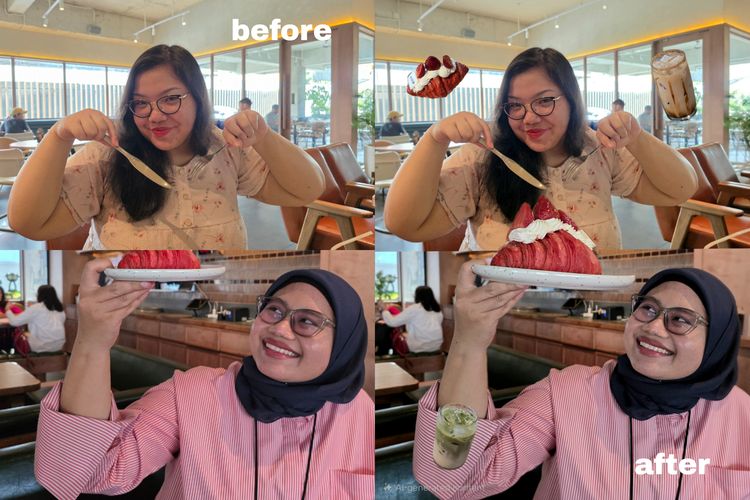Hasil edit foto Gen Z langsung dari HP Samsung pakai Generative Edit. Hasilnya rapi dan unik.
