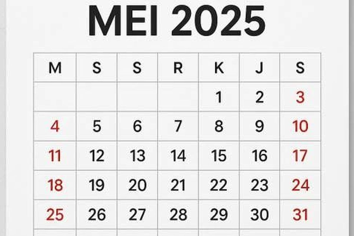 Ilustrasi Kalender Mei 2025.

