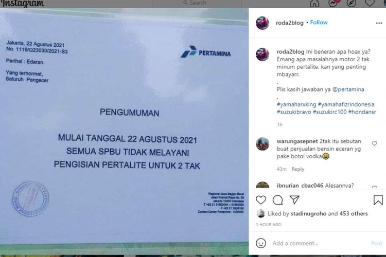 Larangan motor 2-tak untuk menggunakan Pertalite ternyata hoax