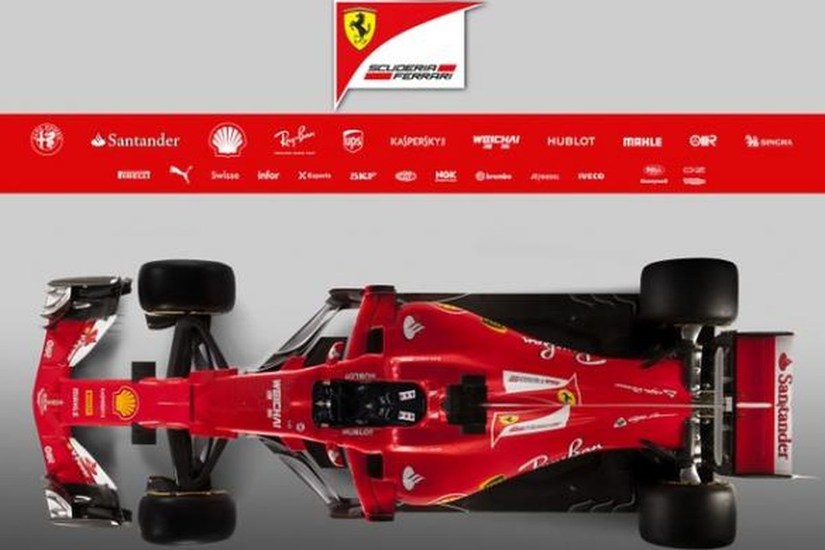 Mobil Ferrari SF70H yang akan dipakai Sebastian Vettel (Jerman) dan Kimi Raikkonen (Finlandia) pada Formula 1 2017.