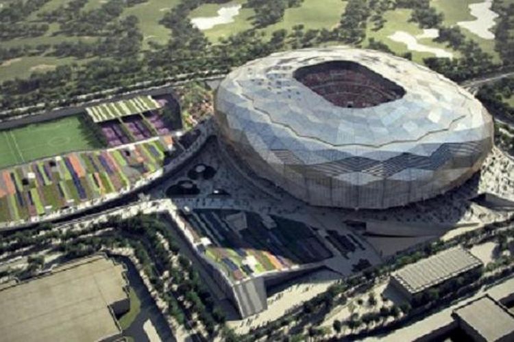 Qatar Foundation Stadium dipersiapkan untuk Piala Dunia 2022 bernuansa arsitektur Islam.