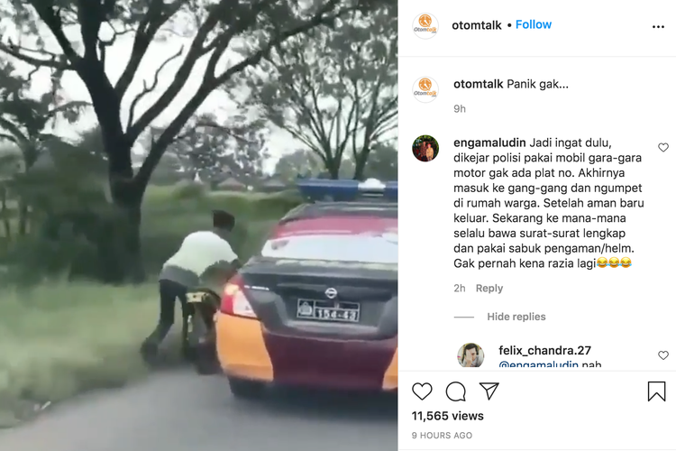 Aksi kocak pengemudi motor yang menghindari petugas kepolisian tengah viral di media sosial.