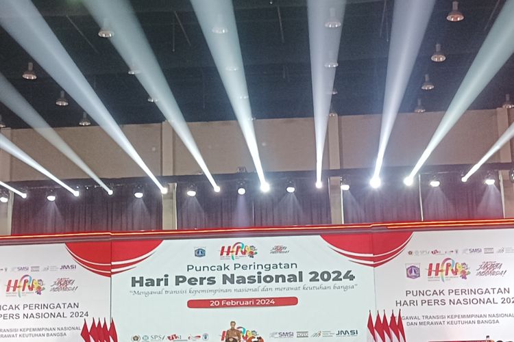 Presiden Joko Widodo mengumumkan soal disahkannya publisher rights saat memberikan sambutan pada Hari Pers Nasional (HPN) 2024 yang digelar di Ancol, Jakarta Utara, Selasa (20/2/2024).